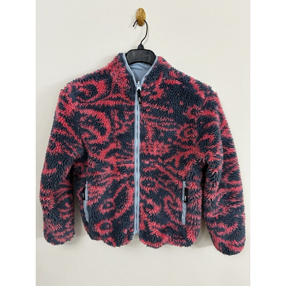 OBEY Teddy Bear Women's Aiden Sherpa Jacket Reversible Sweet Coral Multi Size XS - Picture 12 of 15